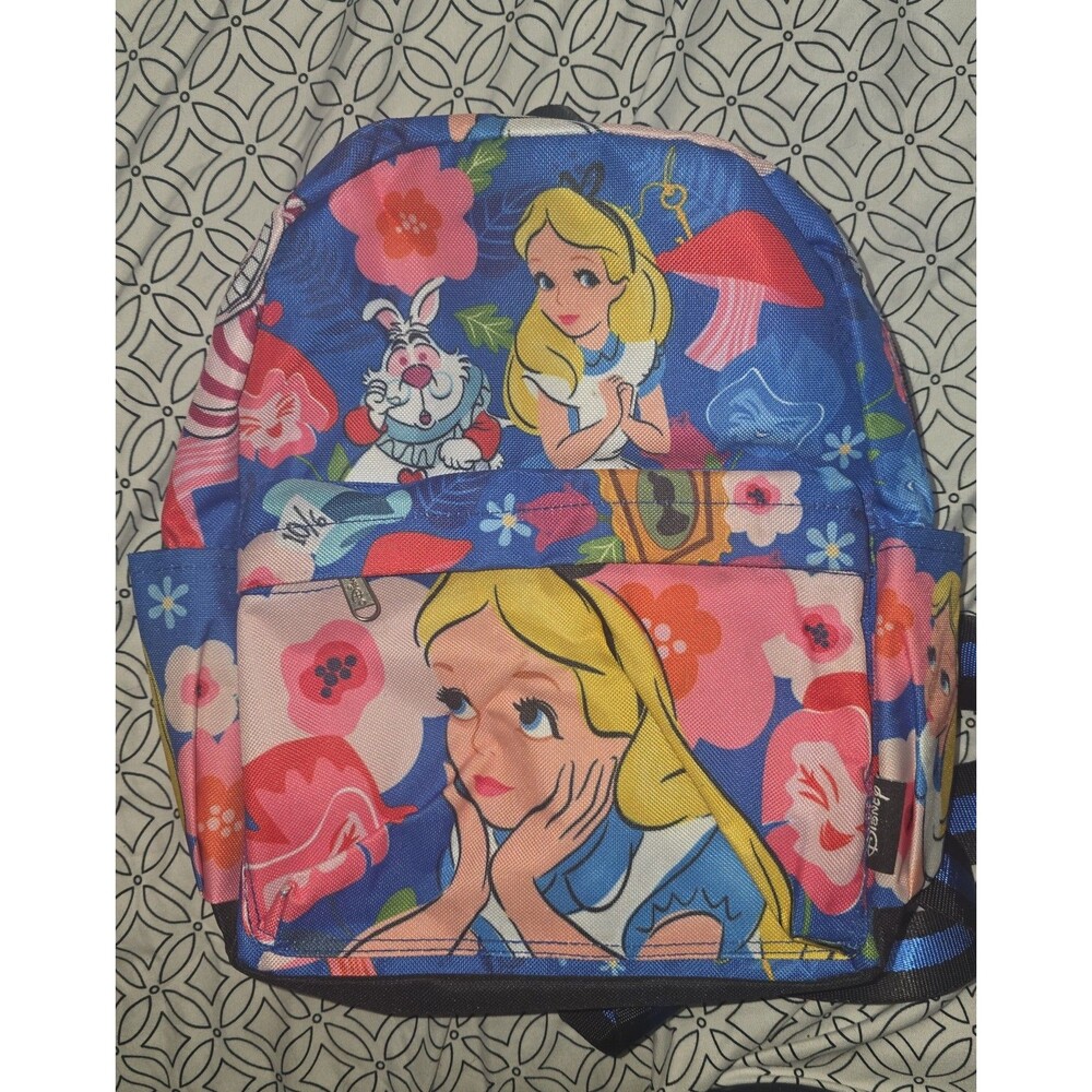 Like new Disney Alice in wonderland canvas mini backpack bookbag purse bag tote!